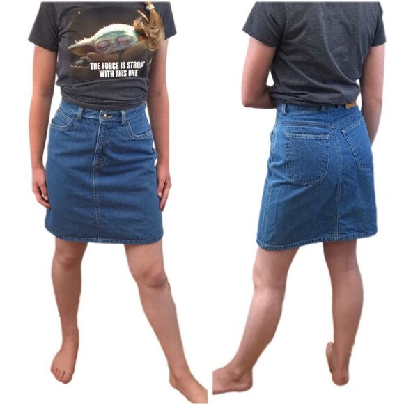 VINTAGE 90s LizWear Denim Jean Mini Skirt Y2K 100% Cotton Size‎ 2 - Picture 1 of 10
